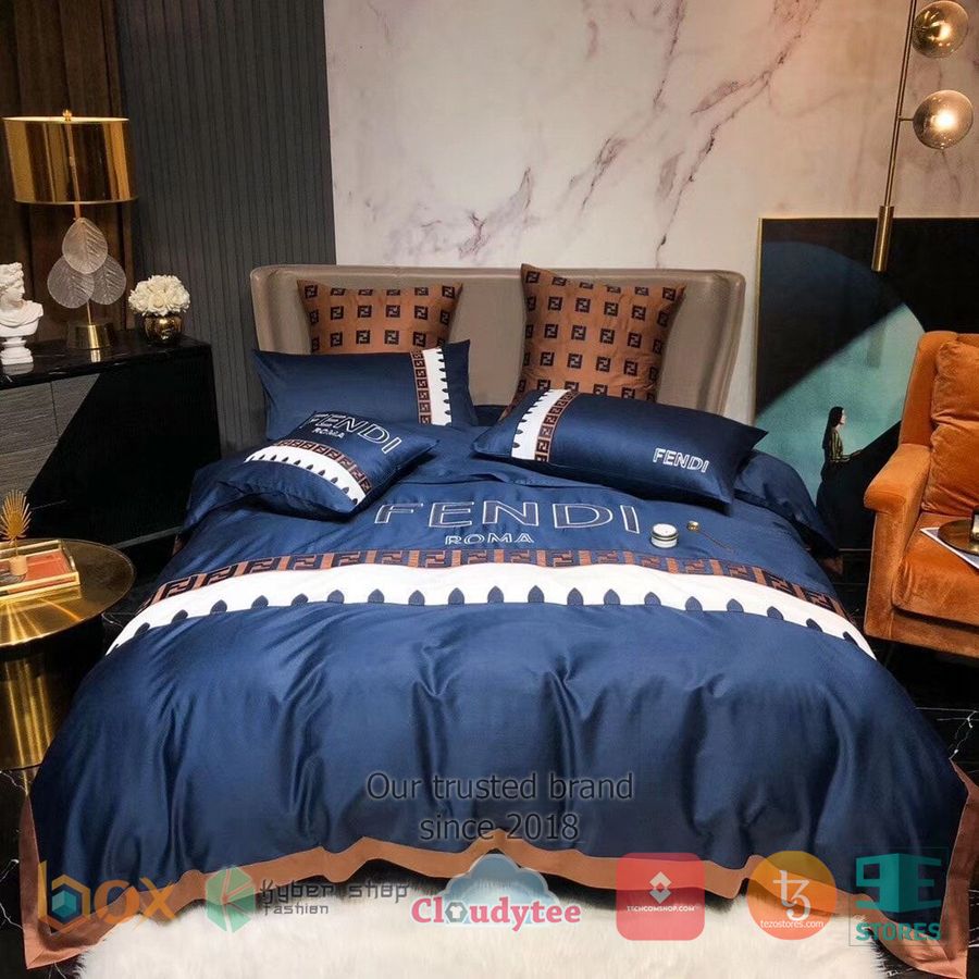 fendi roma high end blue bedding set 1 96127