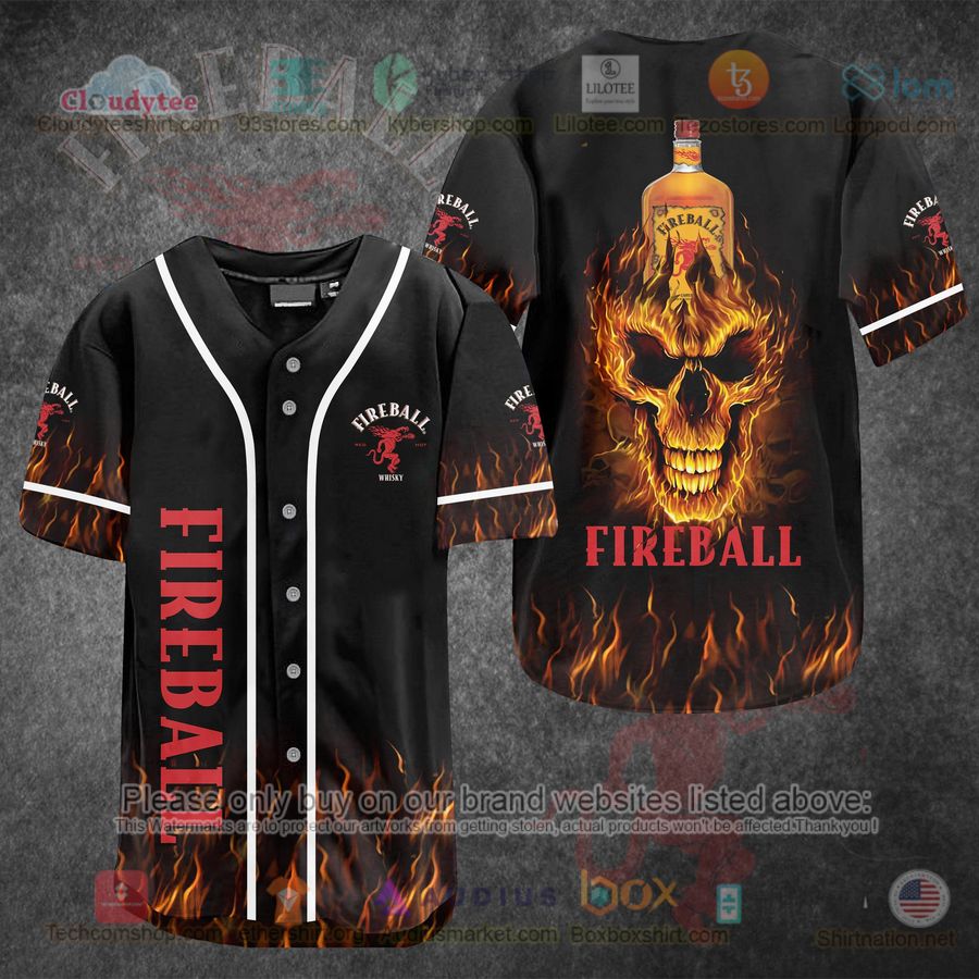fireball fire skull baseball jersey 1 39346