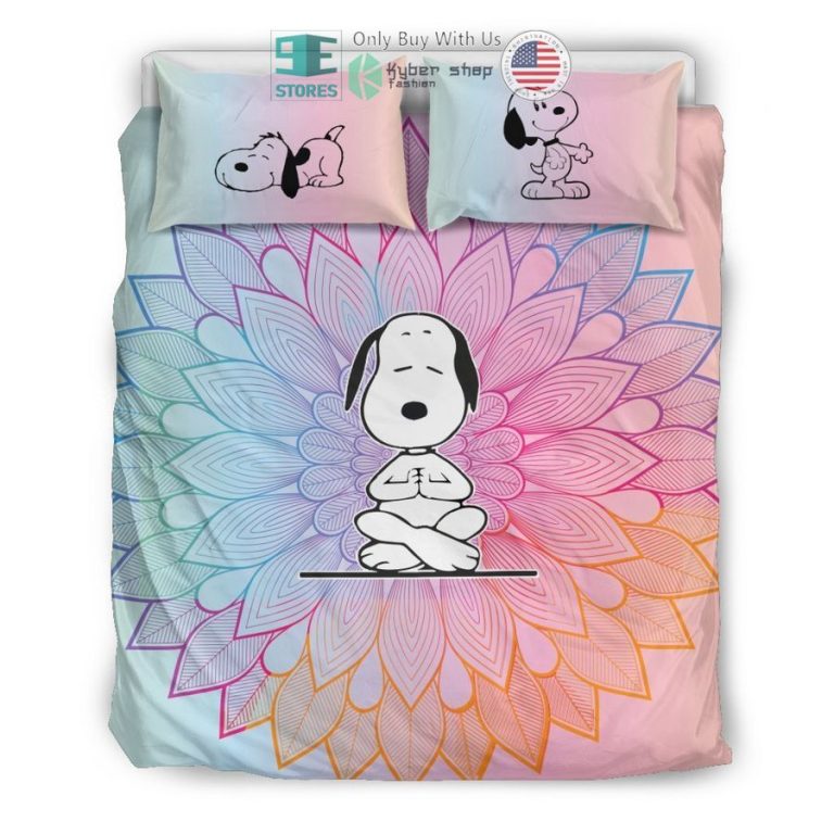 flower yoga snoopy bedding set 1 86239