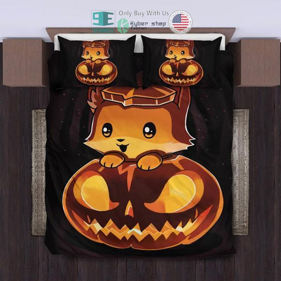 fox halloween pumpkin bedding set 1 87342