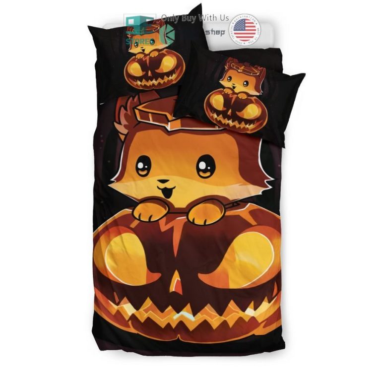 fox halloween pumpkin bedding set 2 421