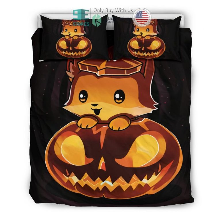 fox halloween pumpkin bedding set 3 20446