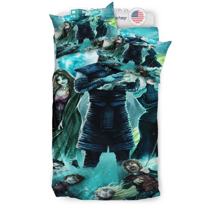 game of thrones characters art blue bedding set 2 43536