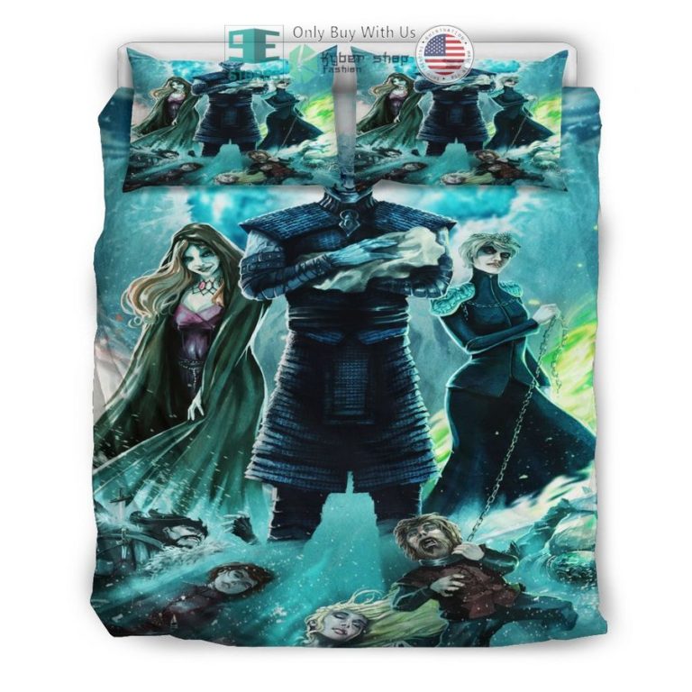 game of thrones characters art blue bedding set 3 98445