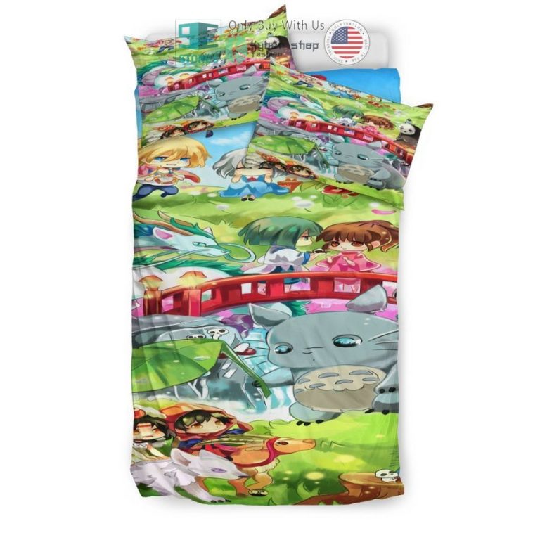 ghibli characters green bedding set 2 20798