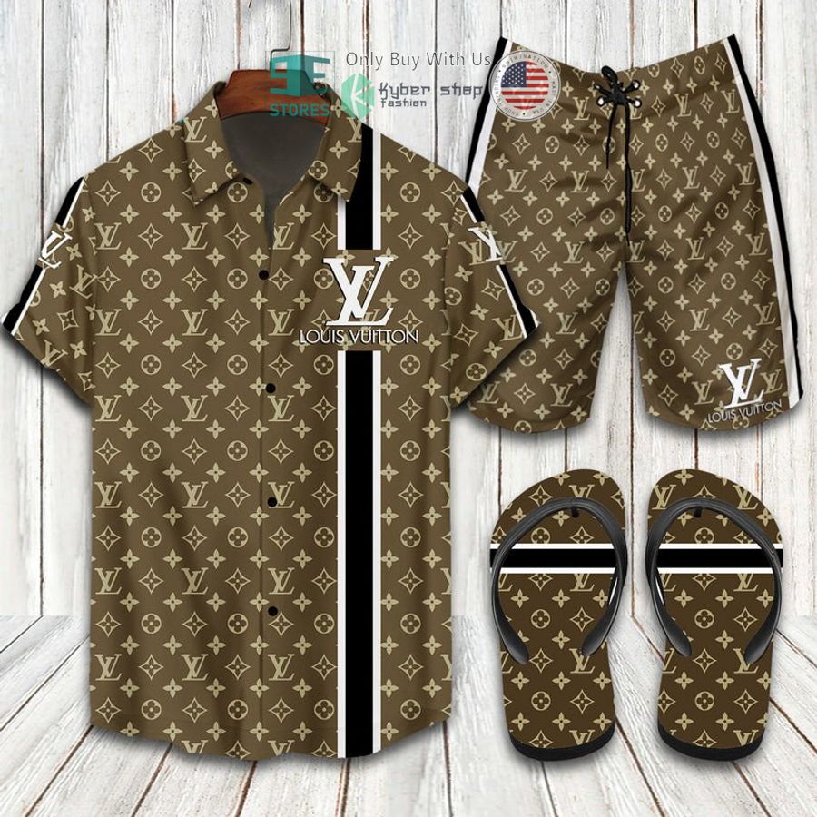 gianni versace s r l brown hawaii shirt shorts 1 70064