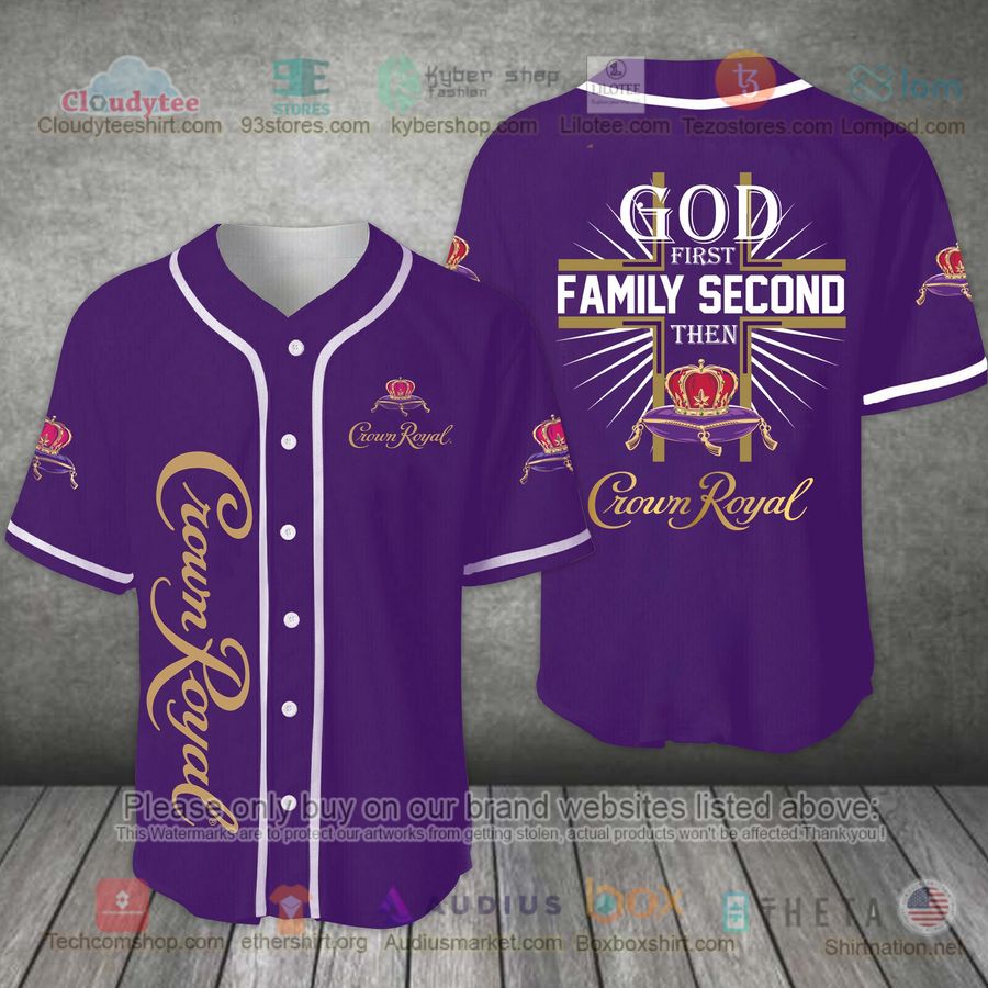 god first family second then crown royal purple baseball jersey 1 72544