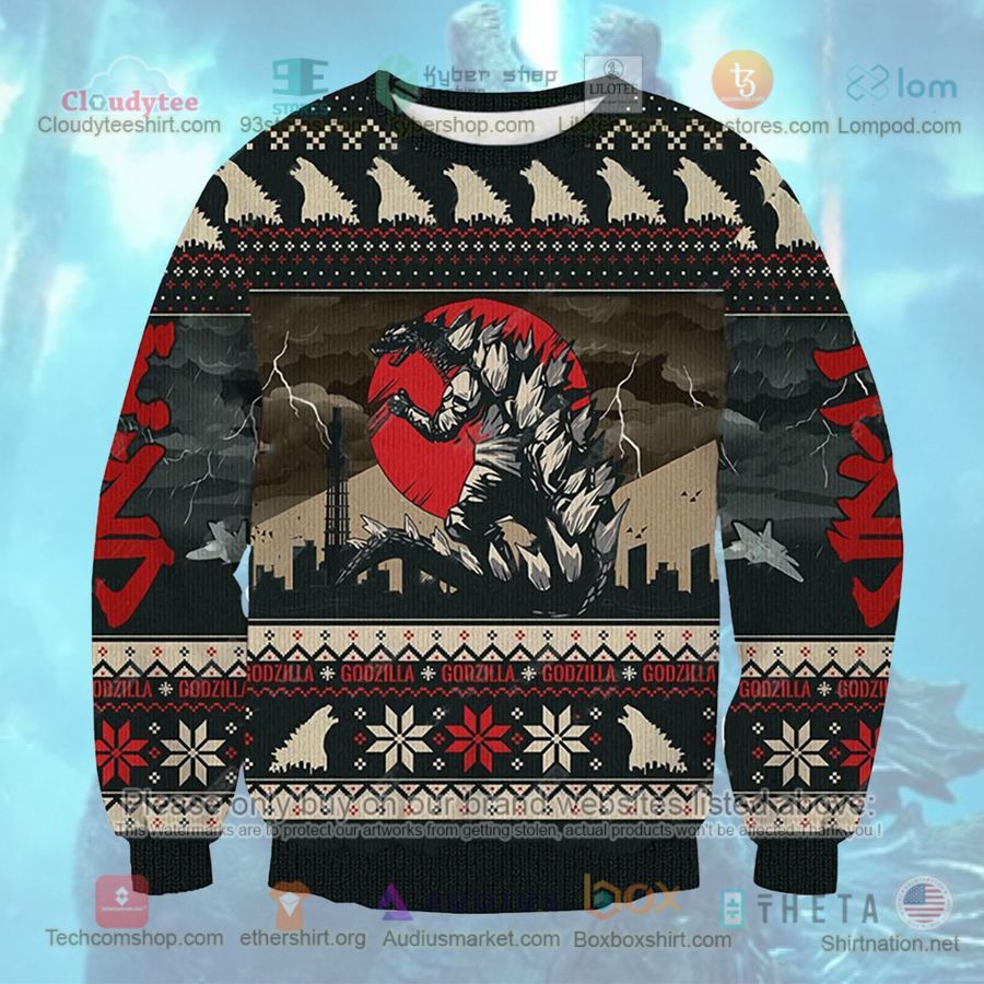 godzilla christmas sweatshirt sweater 1 9832