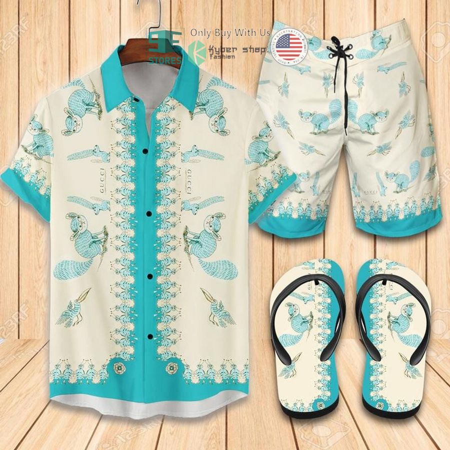 gucci animal color hawaii shirt shorts 1 98339