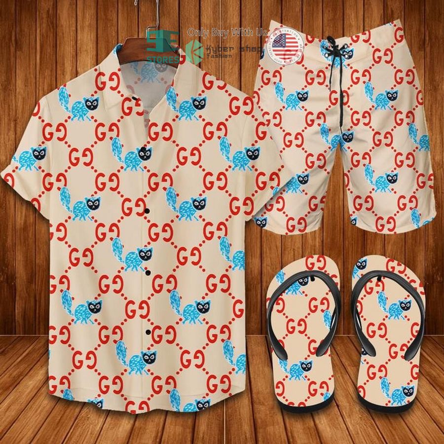 gucci animal pattern hawaii shirt shorts 1 28565