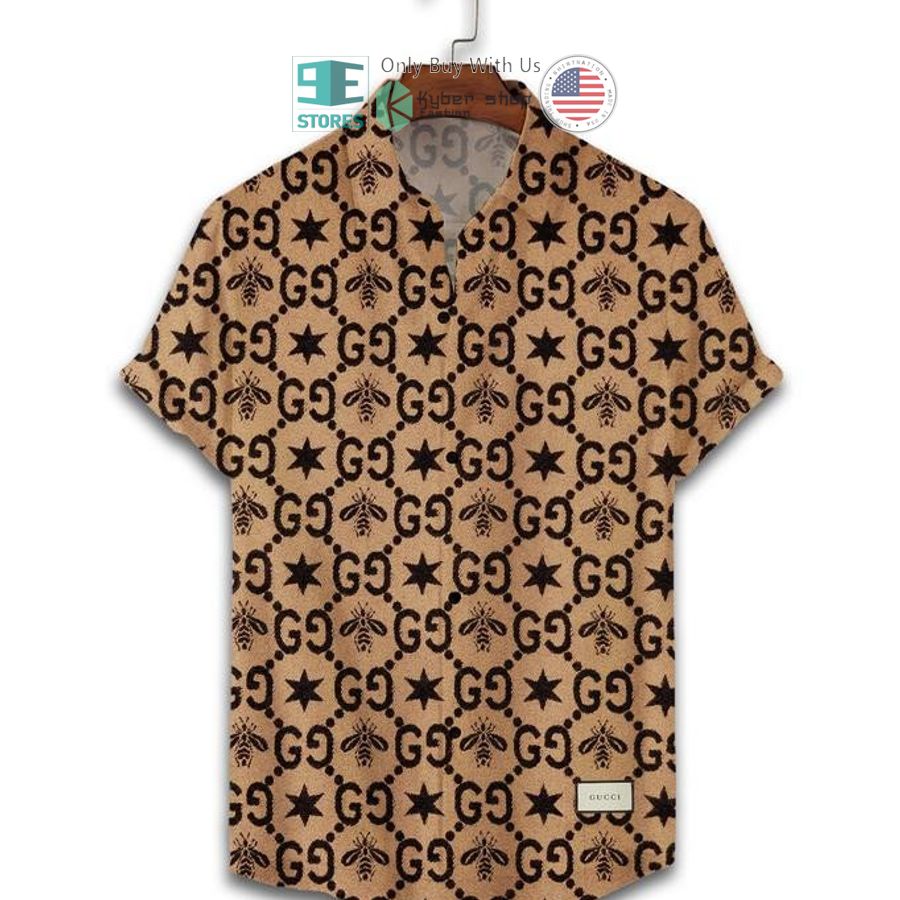 gucci bee black brown hawaii shirt shorts 2 12205