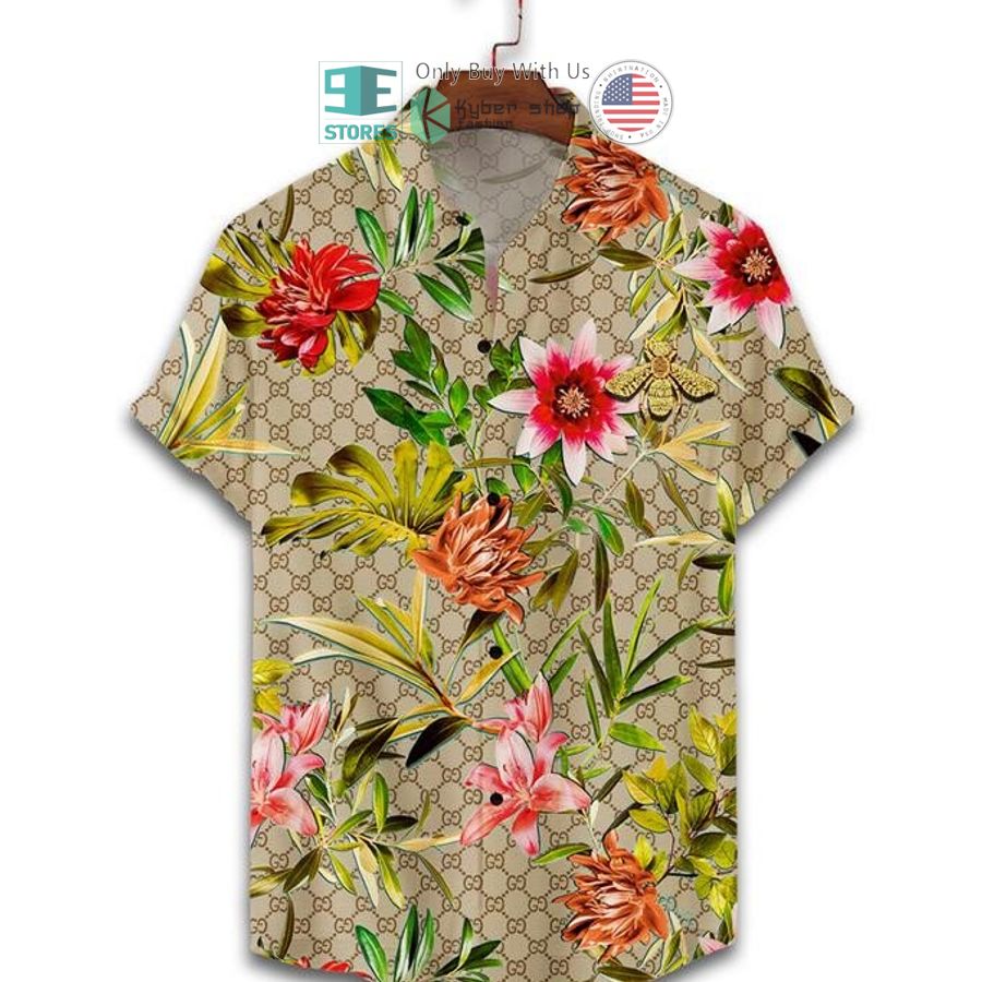 gucci bee brown hawaii shirt shorts 2 74507