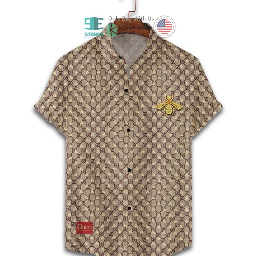 gucci bee cream color hawaii shirt shorts 1 50630