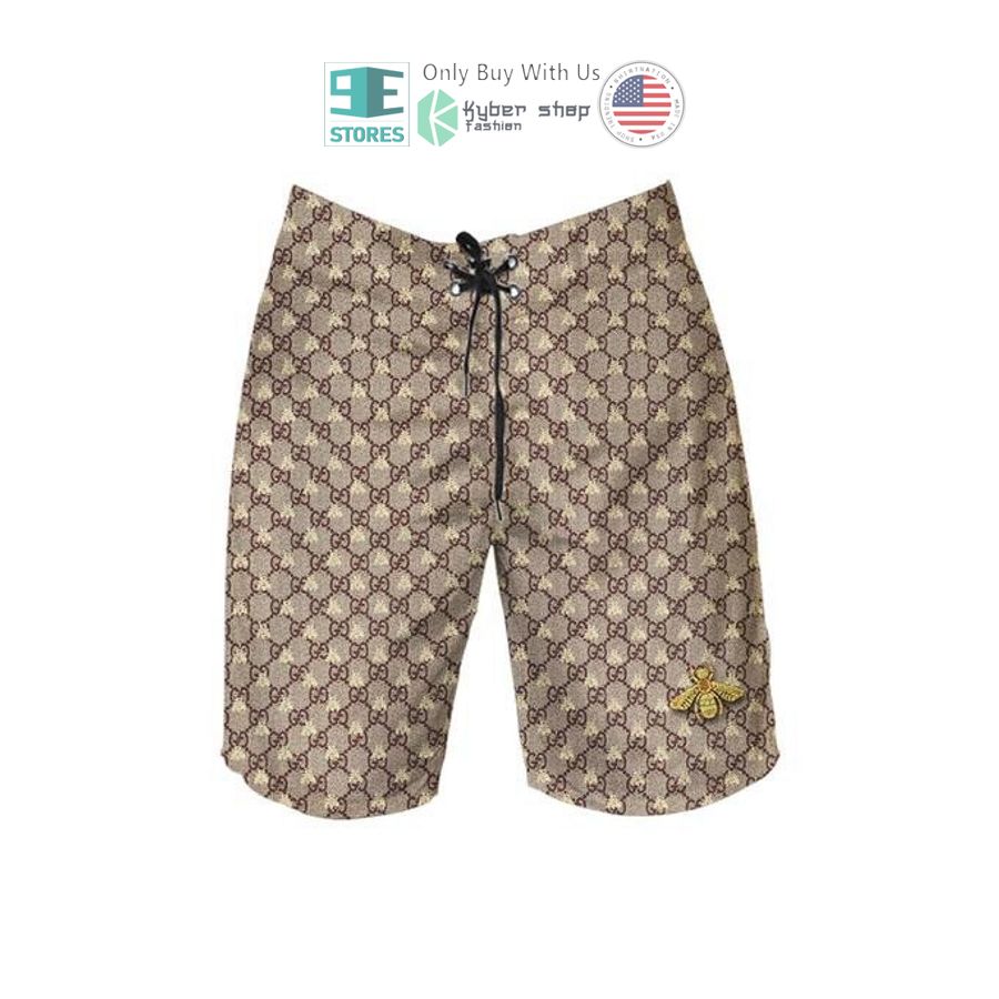 gucci bee cream color hawaii shirt shorts 2 23067