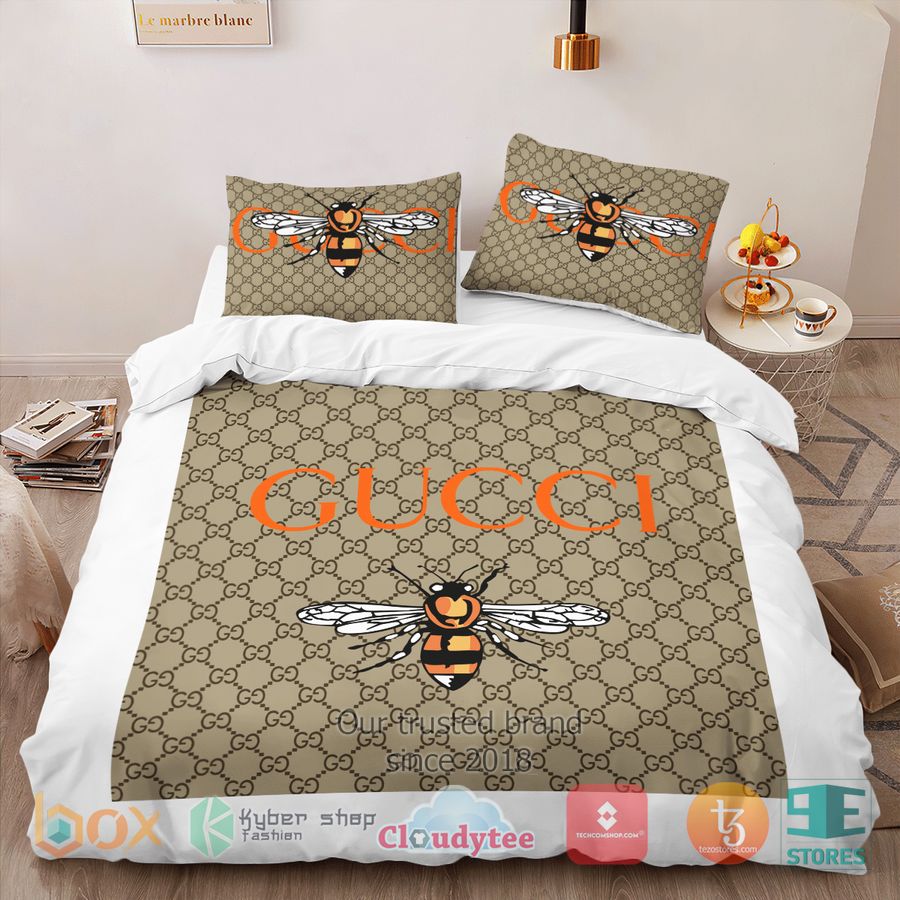 gucci bee italian high end brand khaki bedding set 1 68105