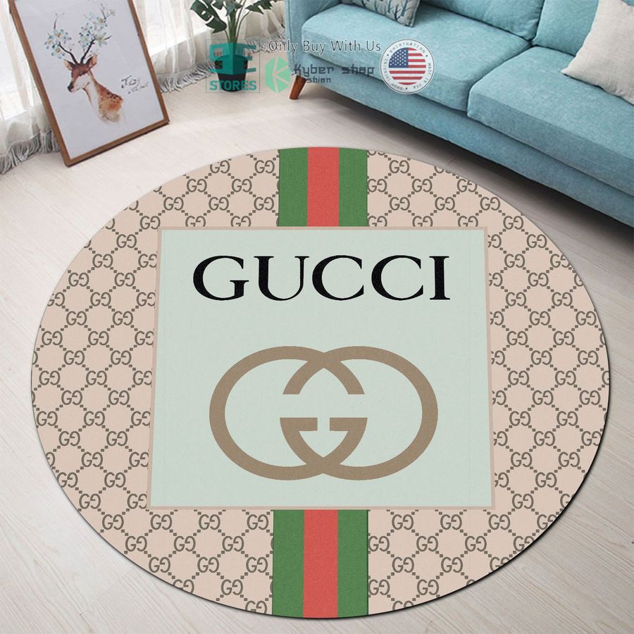 gucci blue cream stripes pattern round rug 1 78375