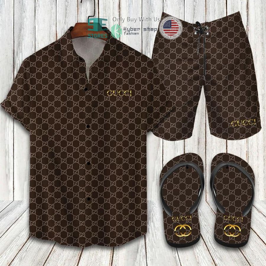 gucci brown hawaii shirt shorts 1 87434