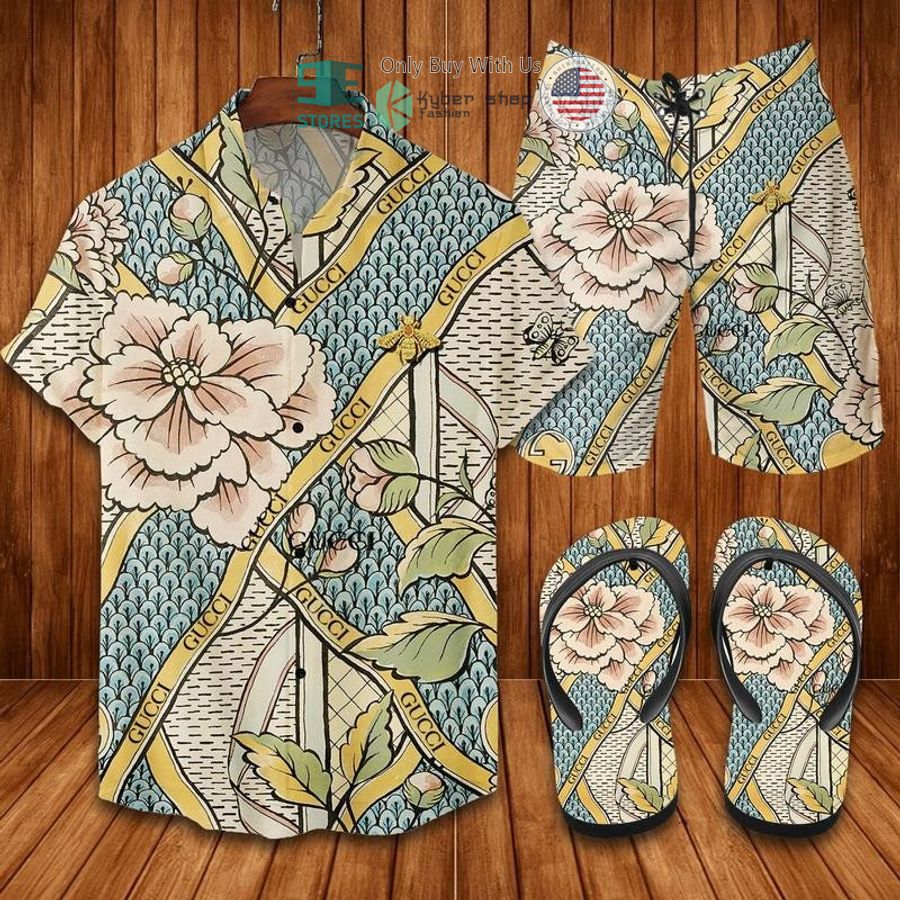 gucci butterfly flower hawaii shirt shorts 1 69185