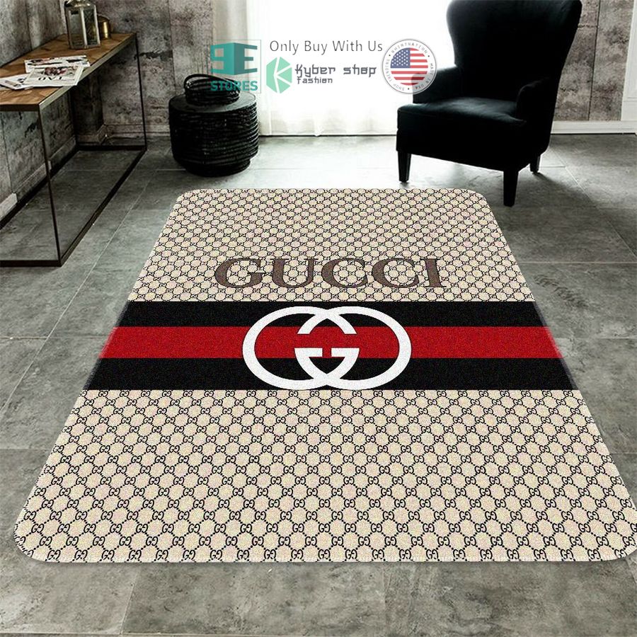 gucci cream black stripes pattern rectangle rug 1 43815