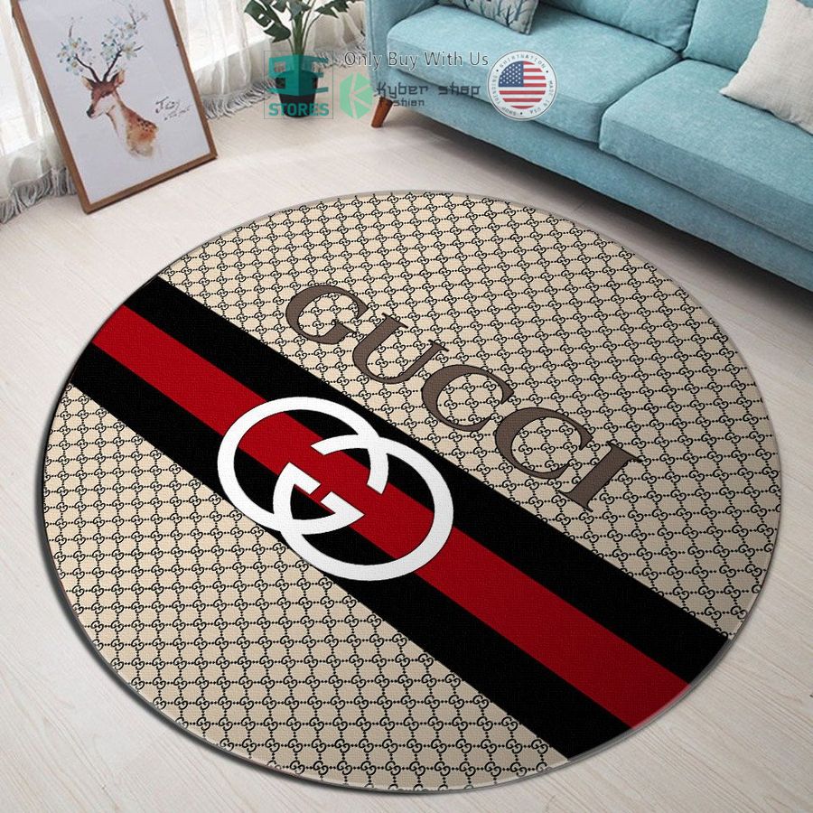 gucci cream stripes pattern round rug 1 69574