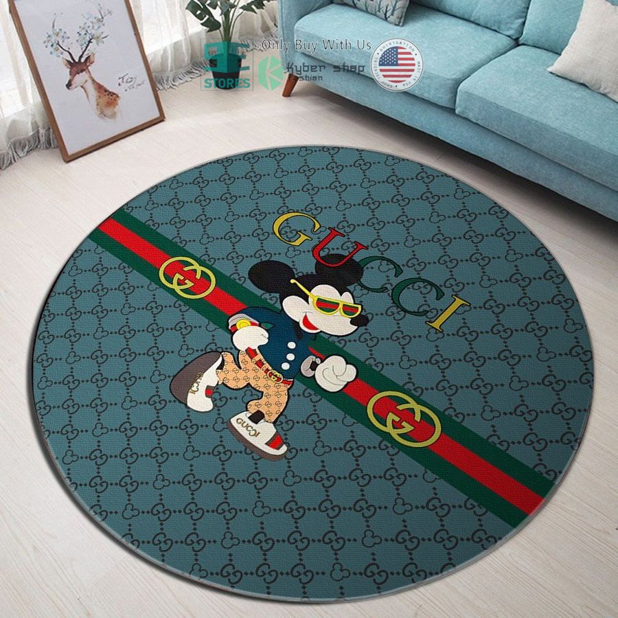 gucci disney mickey mouse cute blue round rug 1 42362