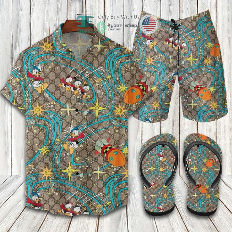 gucci donald duck brown hawaii shirt shorts 1 20920