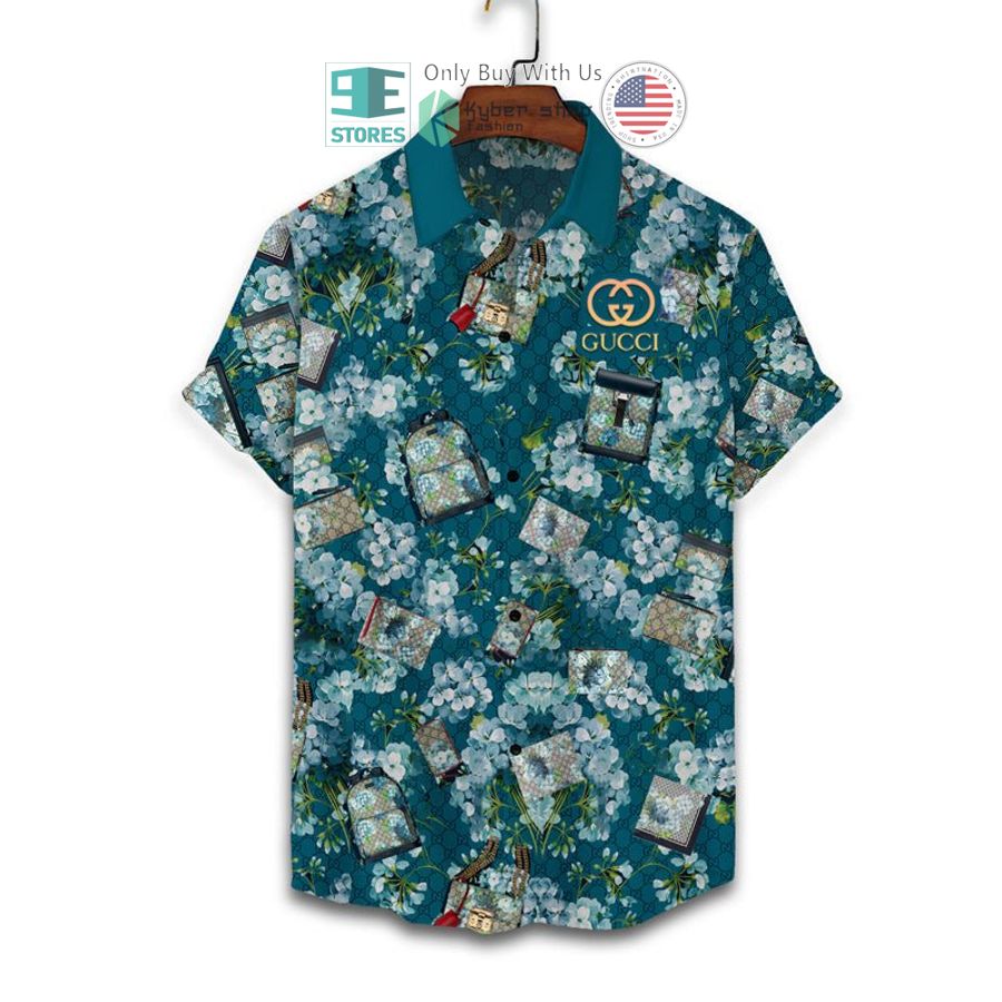 gucci flower blue hawaii shirt shorts 2 53411