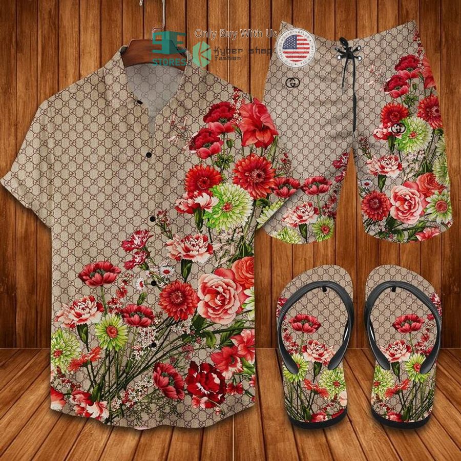 gucci flower hawaii shirt shorts 1 85181