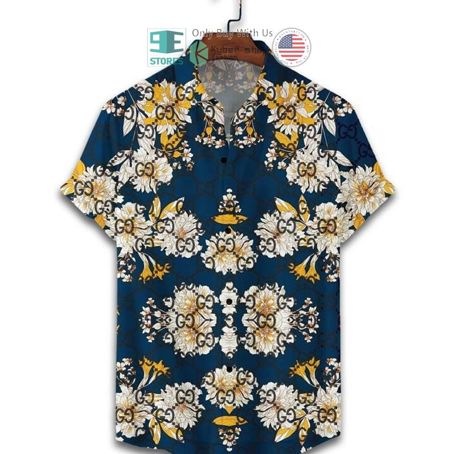 gucci flower navy hawaii shirt shorts 2 88780