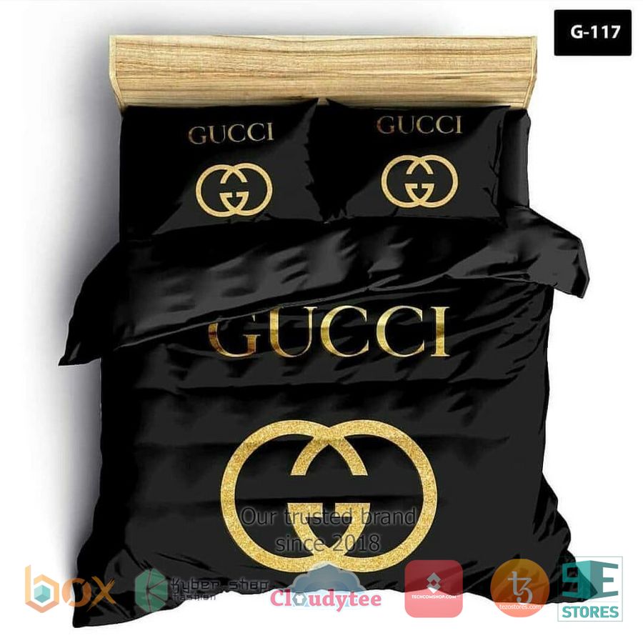 gucci gc logo brand black bedding set 1 28123
