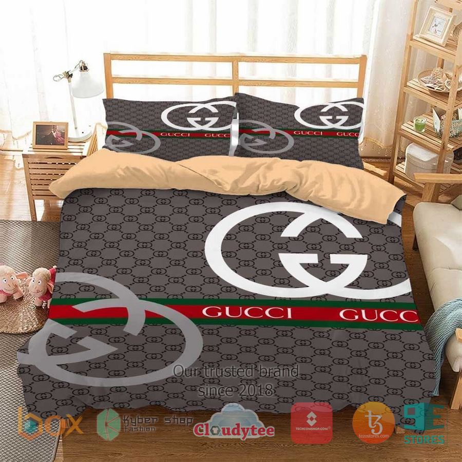 gucci grey pattern bedding set 1 58740
