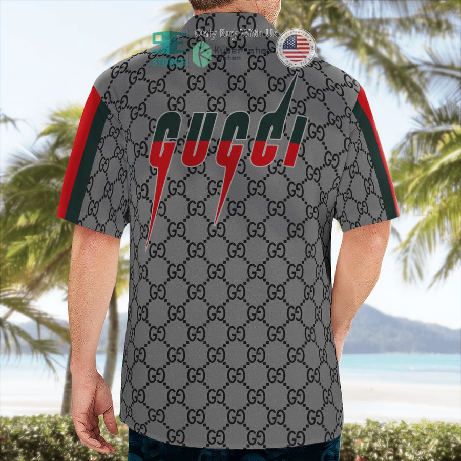 gucci grey stripes hawaii shirt shorts 2 82078