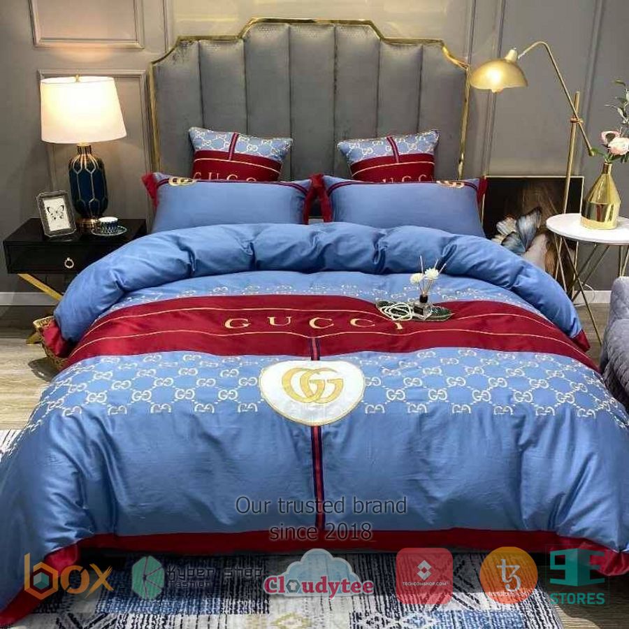 gucci high end brand red blue pattern bedding set 1 56515