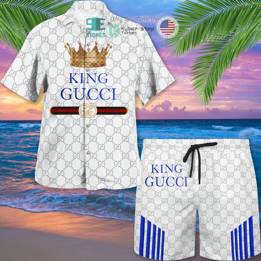 gucci king white blue hawaii shirt shorts 1 7240
