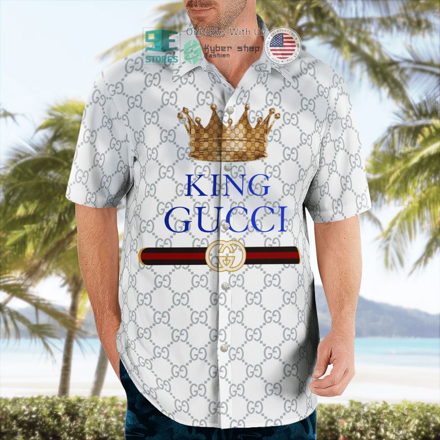 gucci king white blue hawaii shirt shorts 2 74048