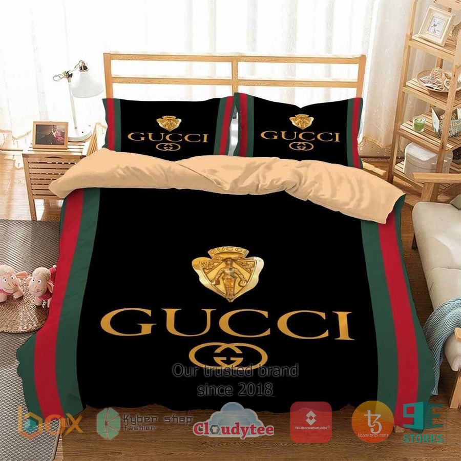 gucci logo black bedding set 1 91728