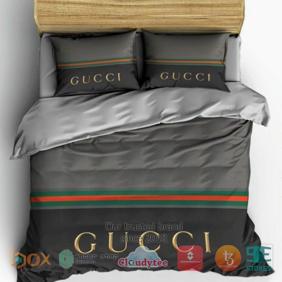 gucci logo grey bedding set 1 95278