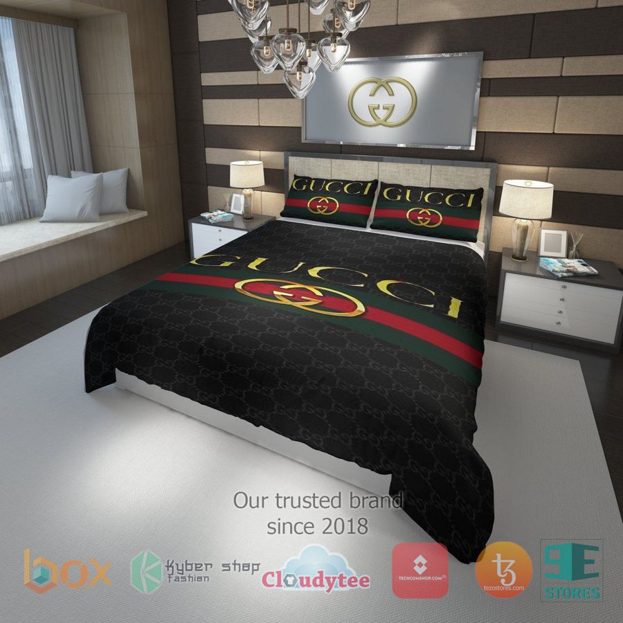 gucci luxury brand black pattern bedding set 1 29050