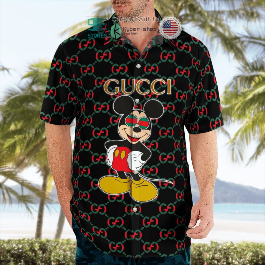 gucci mickey mouse red pattern hawaii shirt shorts 2 77958