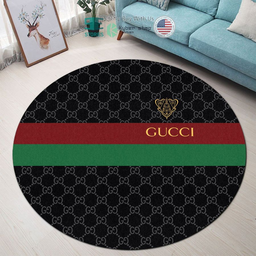 gucci pattern black and stripes round rug 1 79671