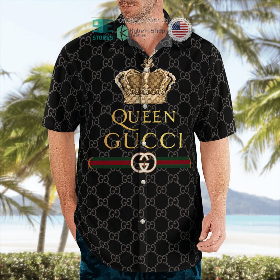 gucci queen pattern hawaii shirt shorts 2 2283