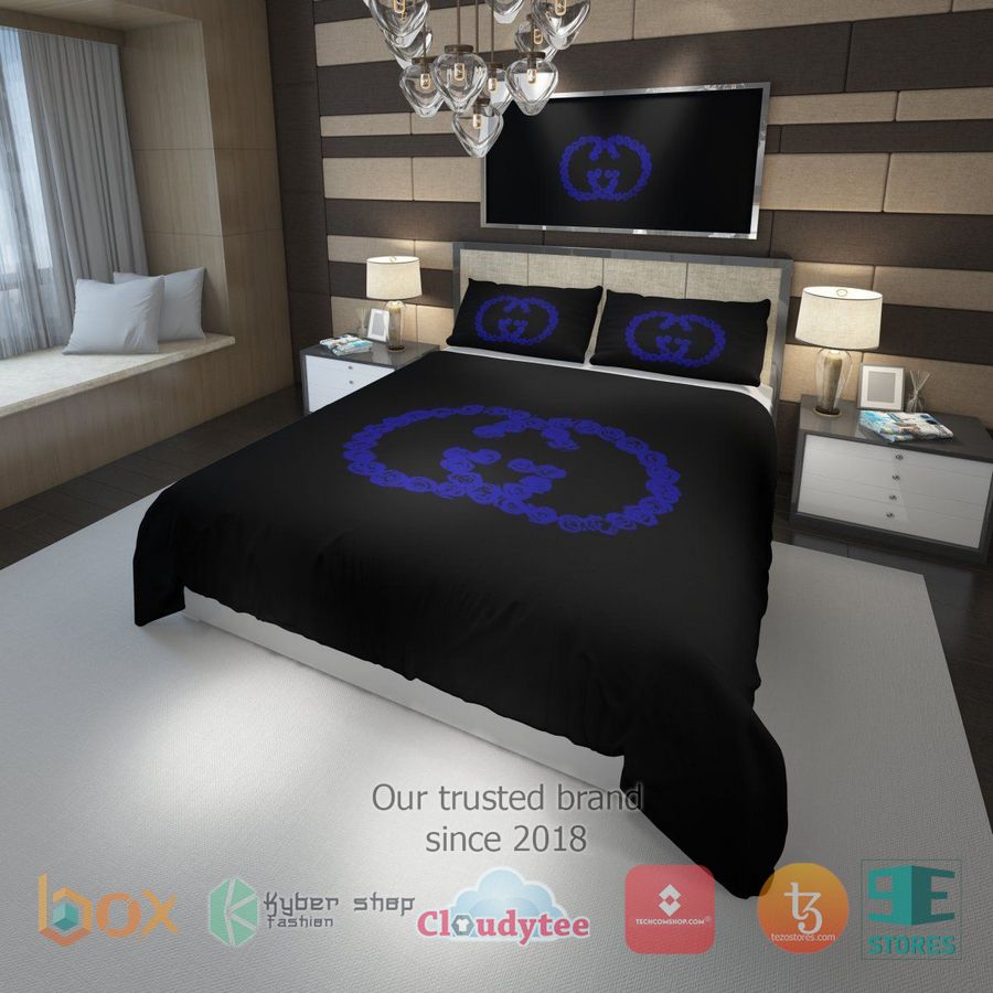 gucci rose blue logo bedding set 1 21872