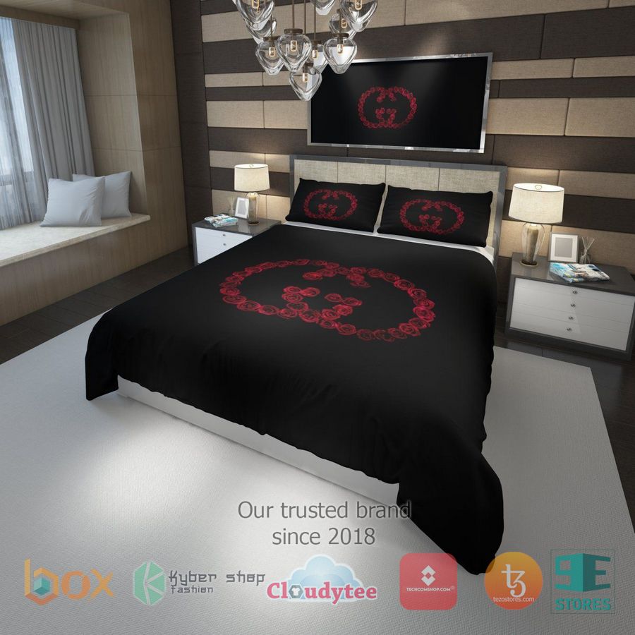 gucci rose red logo bedding set 1 76245