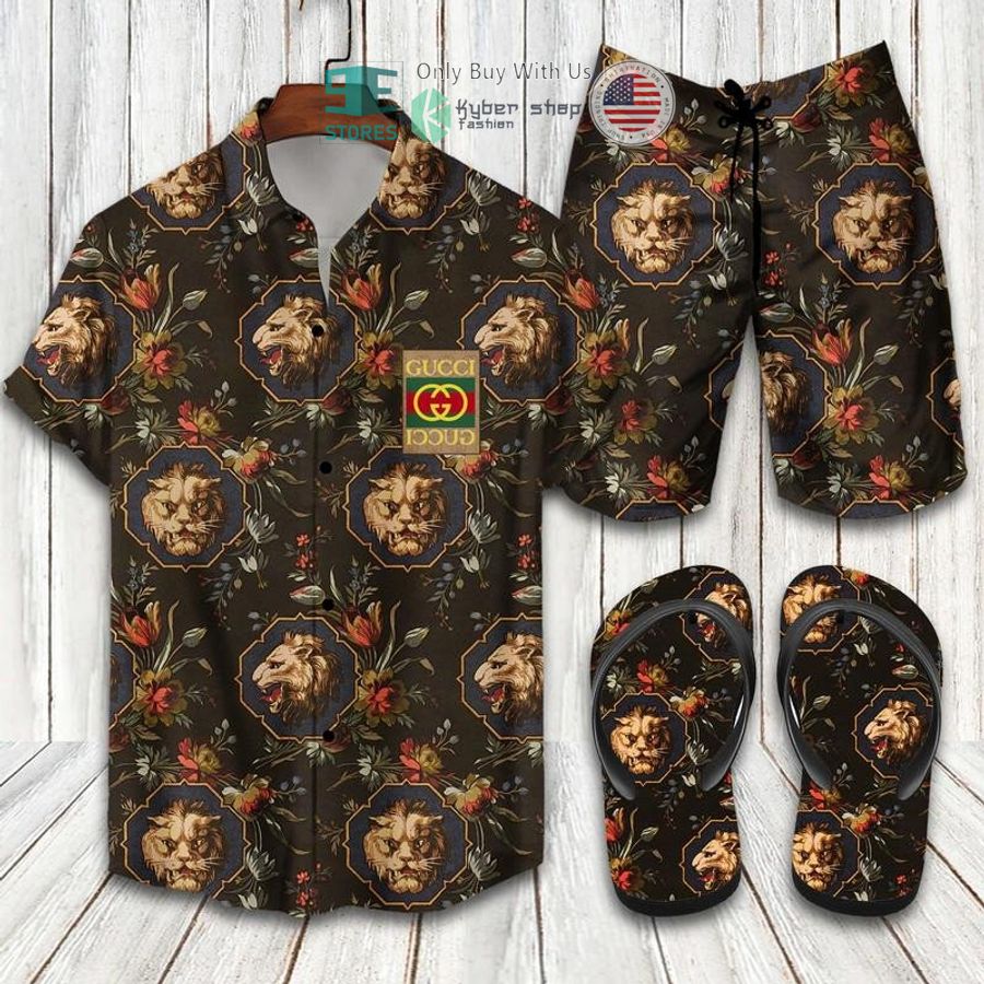 gucci tiger flower hawaii shirt shorts 1 75029