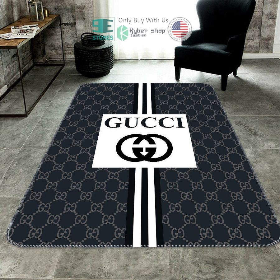 gucci white black pattern rectangle rug 1 97258