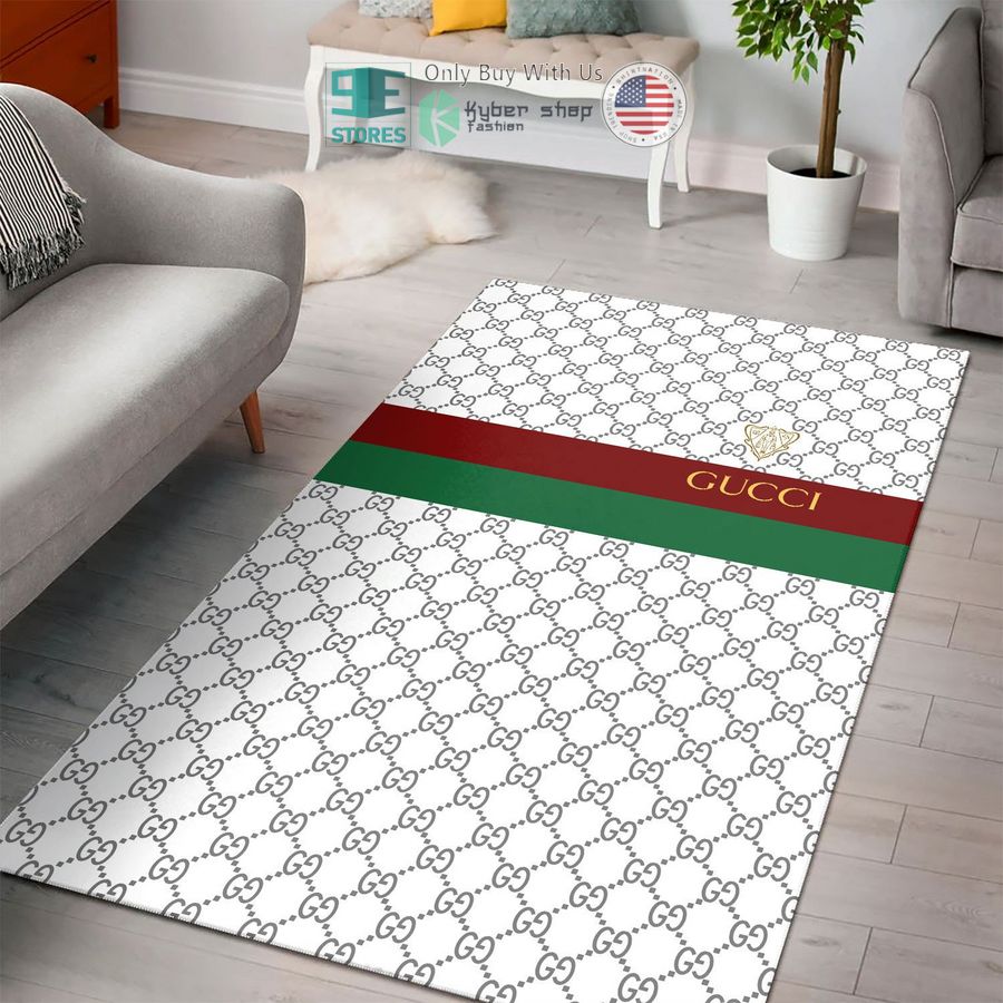 gucci white pattern stripes rectangle rug 1 45377