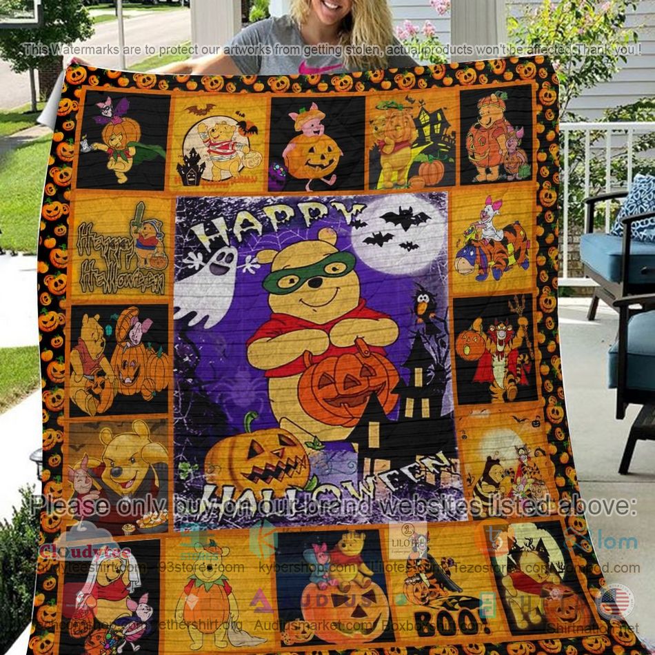 happy halloween pumpkin winnie the pooh quilt 1 191