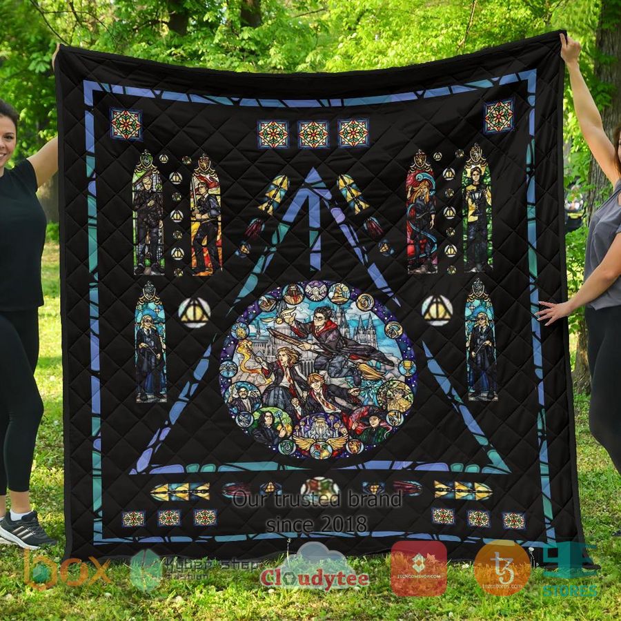 harry potter stain glass style quilt blanket 1 22077