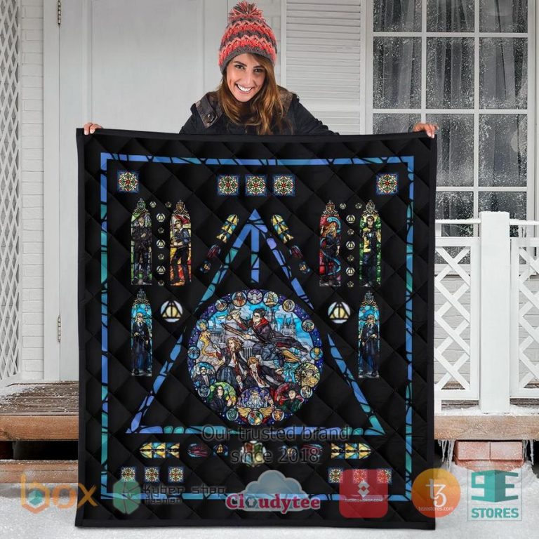 harry potter stain glass style quilt blanket 3 71765