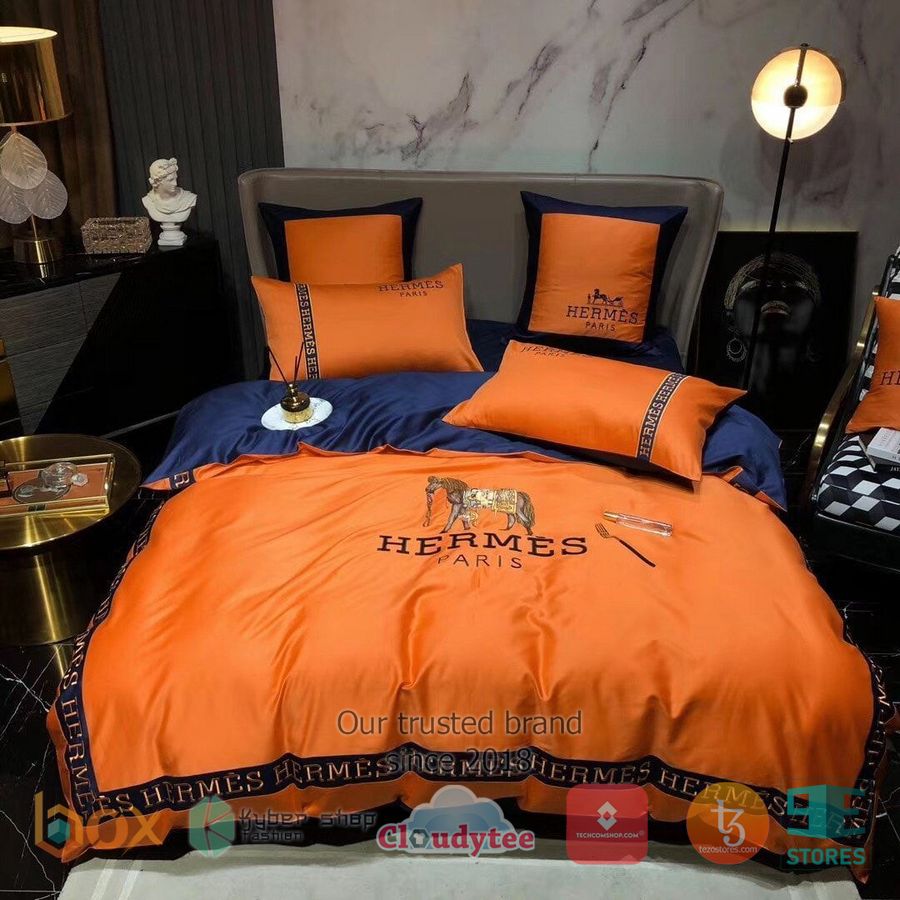 hermes paris high end brand orange bedding set 1 16215
